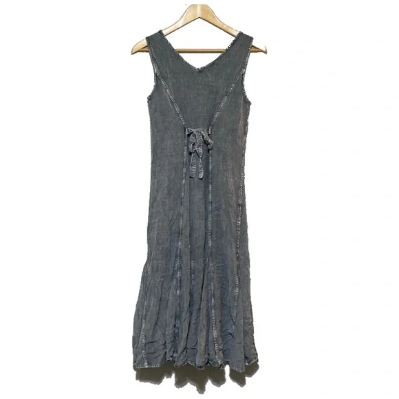 Urban Celt sleeveless grey maxi dress with tie waist - Picture 3 of 6